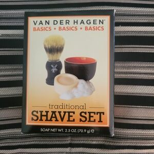 Traditional Van Der Hagen Shave Set - Black/Orange Bowl. New Unused